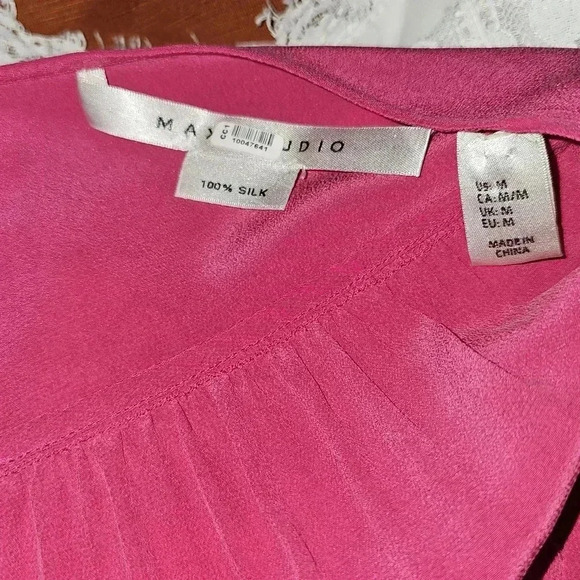Max Studio 100% Silk Long Sleeve Pink Tunic Sz M - Picture 9 of 10